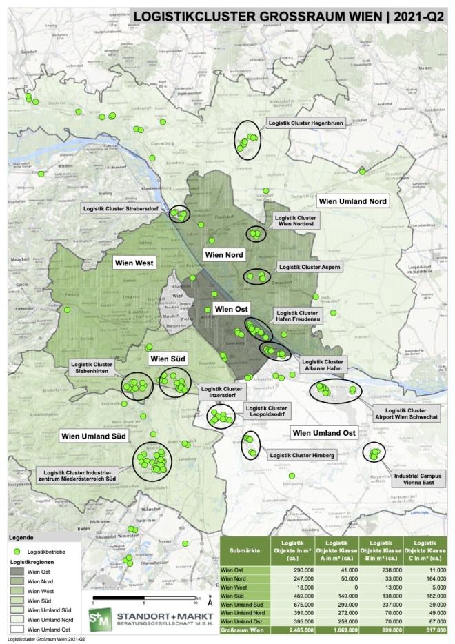 Logistikkarte Großraum Wien