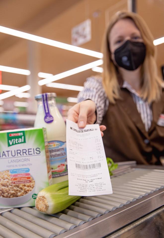 HelplineNummer auf dem Kassabon