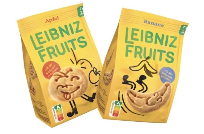 Leibniz Fruits sind kleine, knackige Kekse  mit fruchtigem Geschmack nach Apfel und Banane. 