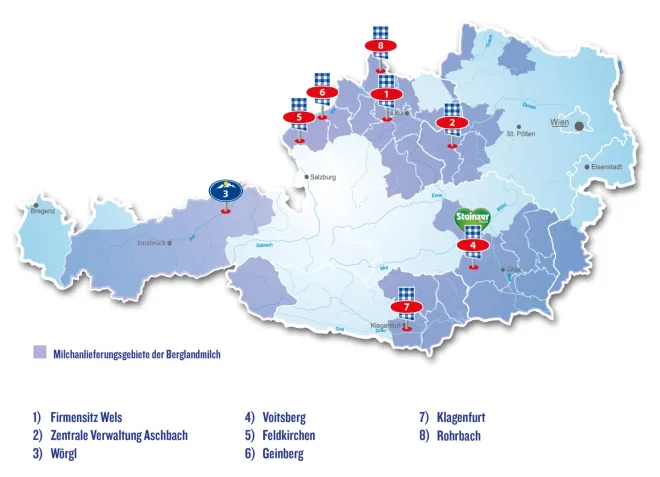 Berglandmilch Standortkarte