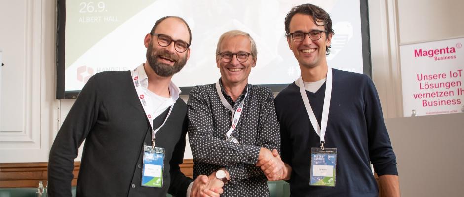 Matthias Zacek, Head of Business Development bei g-Xperts, Herwig Baumberger, Geschäftsführer und Eigentümer von g-Xperts, Till Kreiler, Country Lead Google Maps, Google.