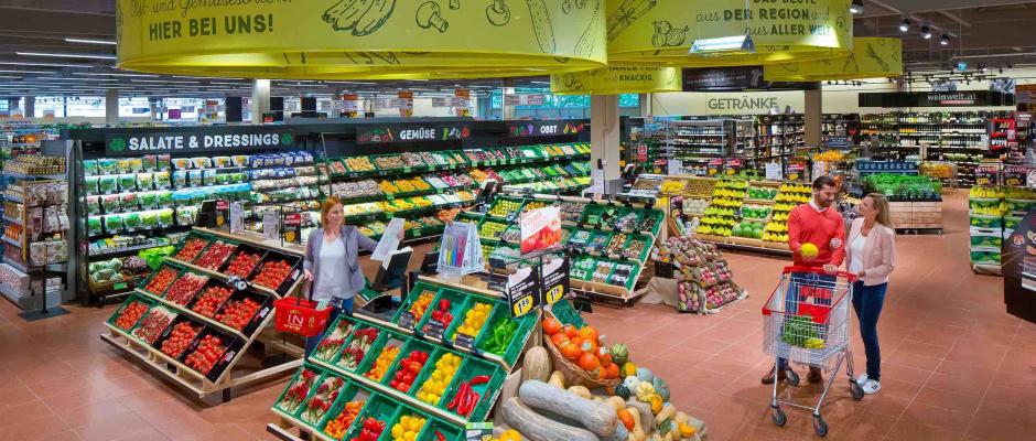 Ein Marktplatz mit frischer Feinkost, Warenwelten für Produkte des täglichen Bedarfs und viel Platz für regionale Spezialitäten werden den neuen Interspar in der PlusCity ab Herbst 2020 prägen.