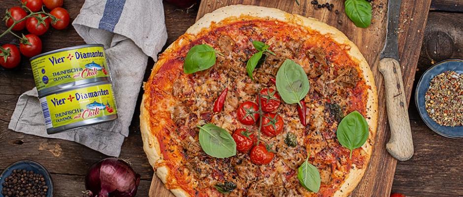Vier Diamanten Thunfisch mit Chili