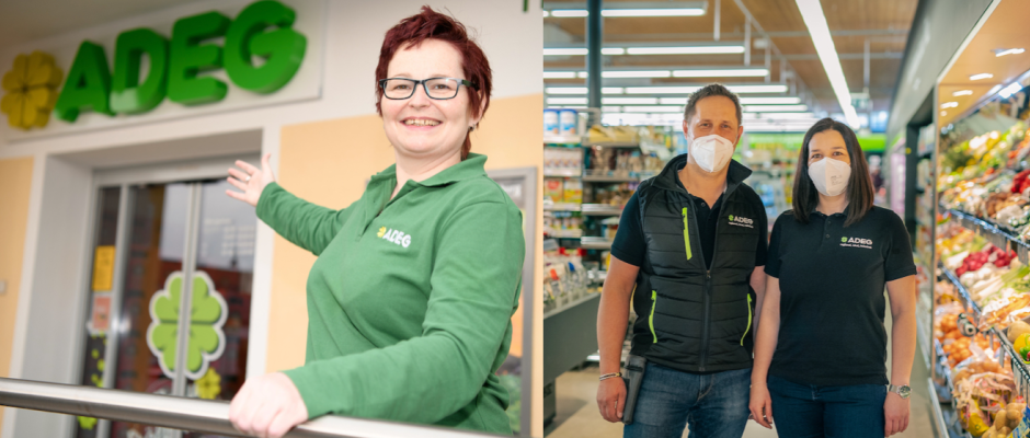 Neue Eröffnungen: Adeg Kauffrau Claudia Stephan aus NÖ (li.) und Adeg Kaufmann Martin Mair und Frau in Osttirol