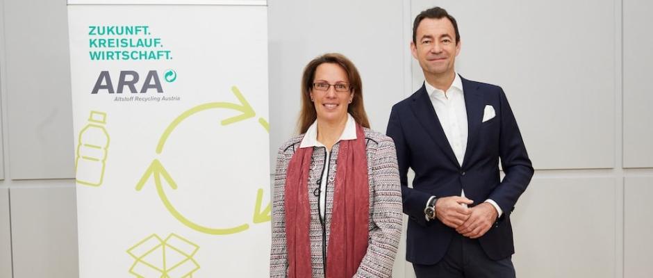 Im Bild v.l.n.r.: Mag. Ursula Swoboda, Commercial Director GfK Austria, ARA Vorstand Dr. Harald Hauke.