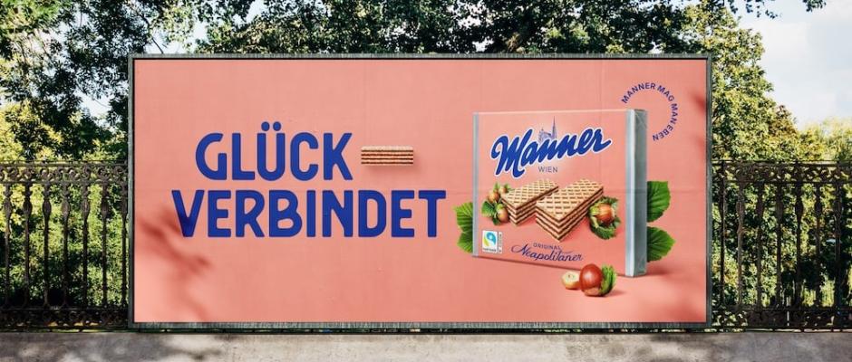 Manner setzt mit einer neuen Kampagne auf süße Glücksmomente und die verbindende Rolle der rosa Traditionsmarke.