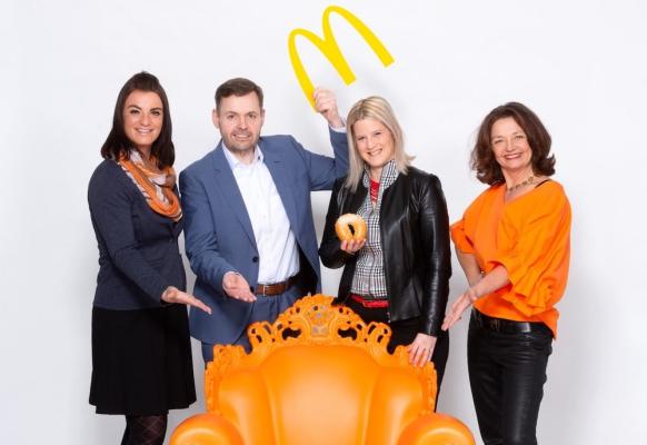 Die Messebotschafter der Franchise Messe Österreich 2022: Manuela Schreymayer/AIS, Manfred Rothdeutsch/McDonald´s Österreich, Melanie Schreymayer/Ankerbrot, Carina Felzmann/Veranstalterin Cox Orange.