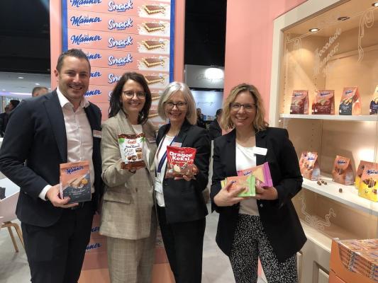 Manner-Management auf der ISM (v.l.): Manuel Sieber (Verkaufsdirektor), Julia Hrabal (Marketing), Sabine Brandl (CSO), Karin Steinhart (Unternehmenskommunikation).