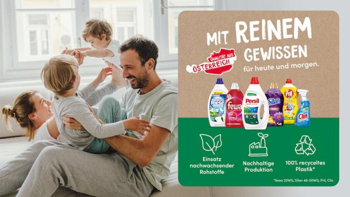 Im Rahmen der „Mit reinem Gewissen“-Promotion legt Henkel den Fokus auf den Einsatz nachwachsender Rohstoffe und nachhaltiger Energie in den Produktionsprozessen als Teil der Net-Zero Strategie bis zum Jahr 2045.  Im Rahmen der „Mit reinem Gewissen“-Promotion legt Henkel den Fokus auf den Einsatz nachwachsender Rohstoffe und nachhaltiger Energie in den Produktionsprozessen als Teil der Net-Zero Strategie bis zum Jahr 2045.
