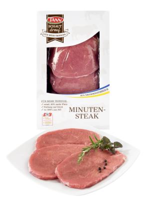 Minutensteak Rind von Tann Schaut drauf