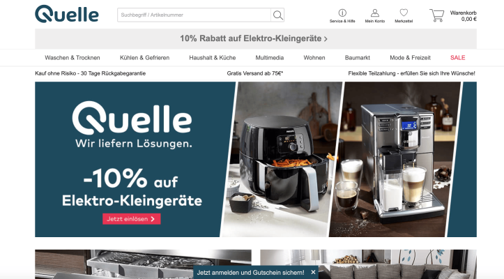 Neue Website der Quelle