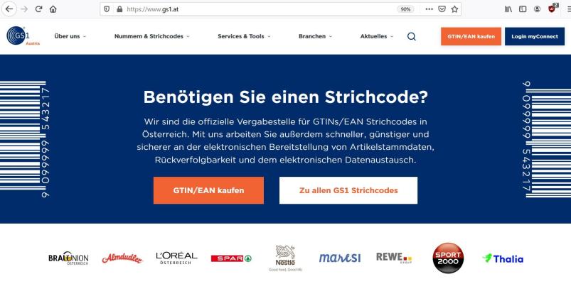 Neue Startseite von GS1 Austria