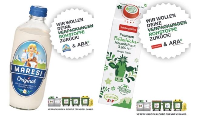 ARA Awareness Kampagne mit Wirtschaftspartnern: hier mit Maresi und mit SalzburgMilch