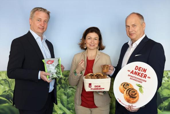 Markus Fahrnberger-Schweizer/Geschäftsführer iglo Österreich, Tina Schrettner/Marketingleiterin Ankerbrot, Walter Karger/Geschäftsführer Ankerbrot Gruppe