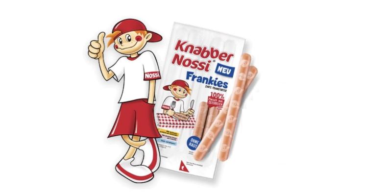 Mit Knabber Nossi Frankies bringt die kultige Snack-Marke erstmals ein frisches Wurstprodukt mit den typischen Merkmalen Spaß und Convenience ins Kühlregal.