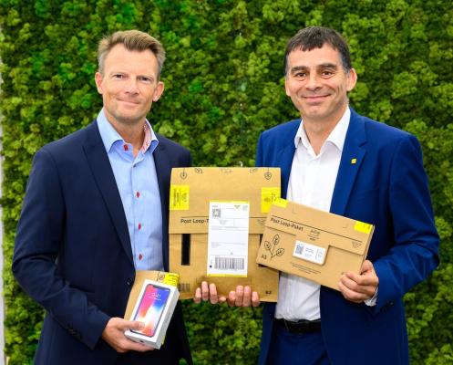 Günter Lischka, CCO bei Drei, und Peter Umundum, Vorstandsdirektor für Paket & Logistik, Österreichische Post AG