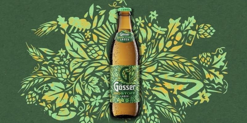 Gösser gibt Stoff: Die steirische Brauerei präsentiert das erste Bio-Bier in der 0,33er Mehrweg-Leichtflasche.
