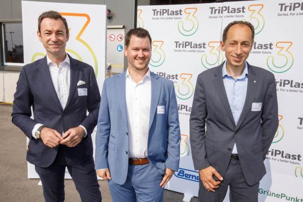 Eröffnung TriPlast: v.l.n.r.: Harald Hauke, ARA Vorstand, Kurt Bernegger jun., TriPlast Geschäftsführer und Laurent Auguste, CEO Der Grüne Punkt