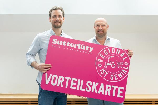 Die Sutterlüty Karte geht - Ihre Vorteile bleiben: Die Geschäftsführer Florian Sutterlüty und Daniel Drechsel 