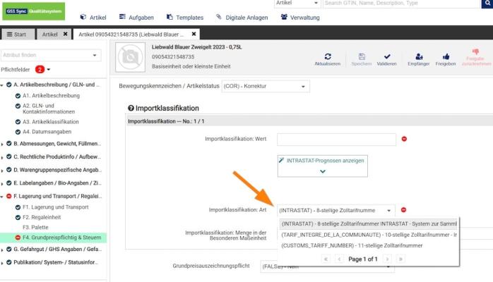 GS1 Sync: INTRASTAT Prediction Service.